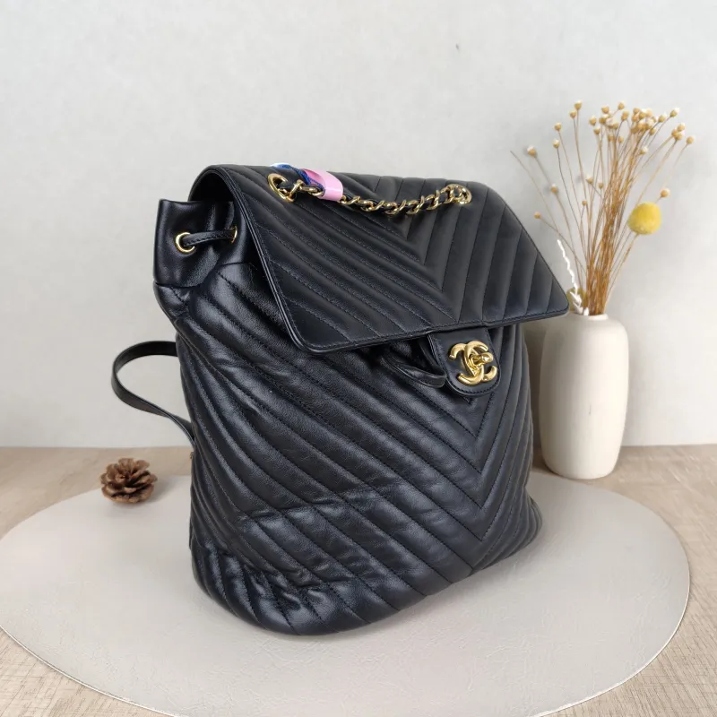 Chanel Backpack V Backpack Black with Gold-Tone Hardware Calfskin One Size24 × 13 × 27 cm — cover view 5 of 5
