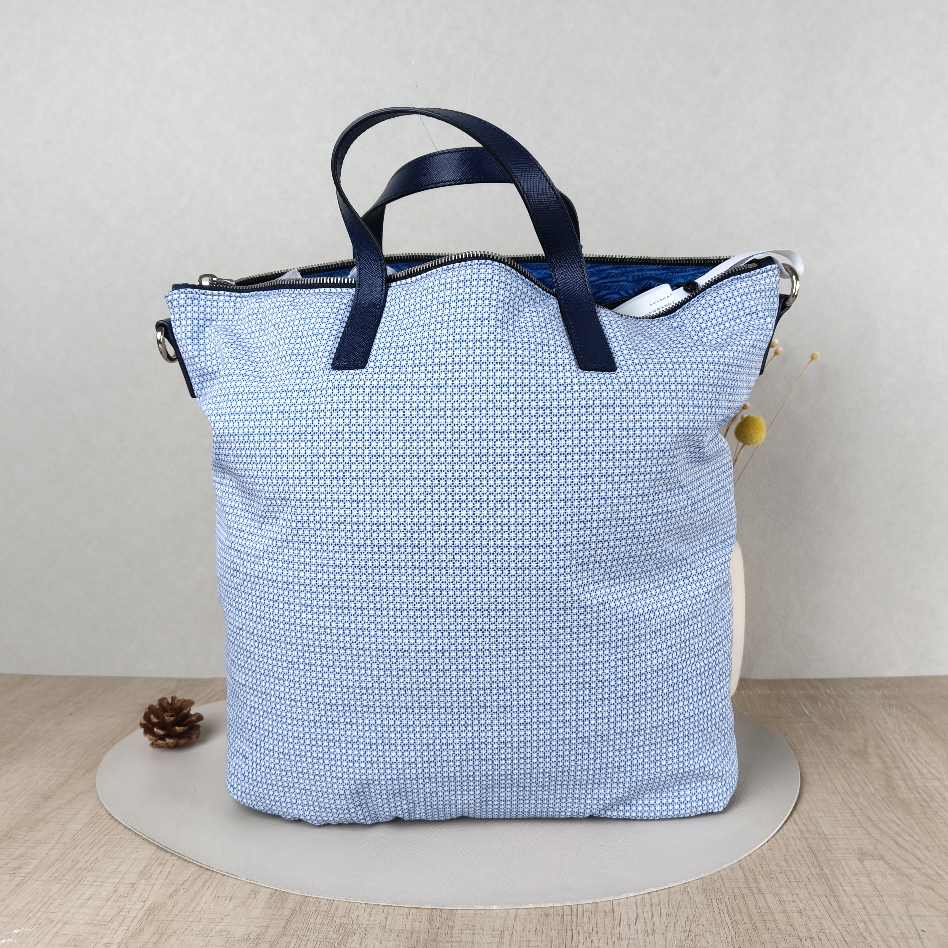 PRADA Top Handle Bag Nylon Blue Nylon One Size32 × 14 × 34 cm — cover view 3 of 5