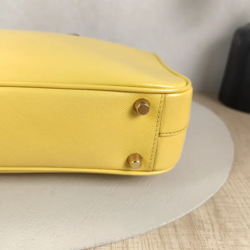 PRADA Top Handle Bag Vintage Yellow Calfskin One Size 28 × 6 × 17 cm — detail view 8 of 11