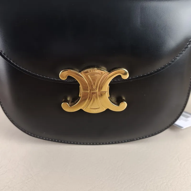 CELINE Crossbody Bag TEEN BESACE TRIOMPHE Black Calfskin Small 18.5 × 6 × 16 cm — detail view 4 of 12