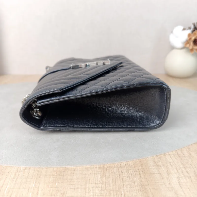 SAINT LAURENT Crossbody Bag ENVELOPE Black Calfskin Medium24 × 6 × 17.5 cm — detail view 5 of 12