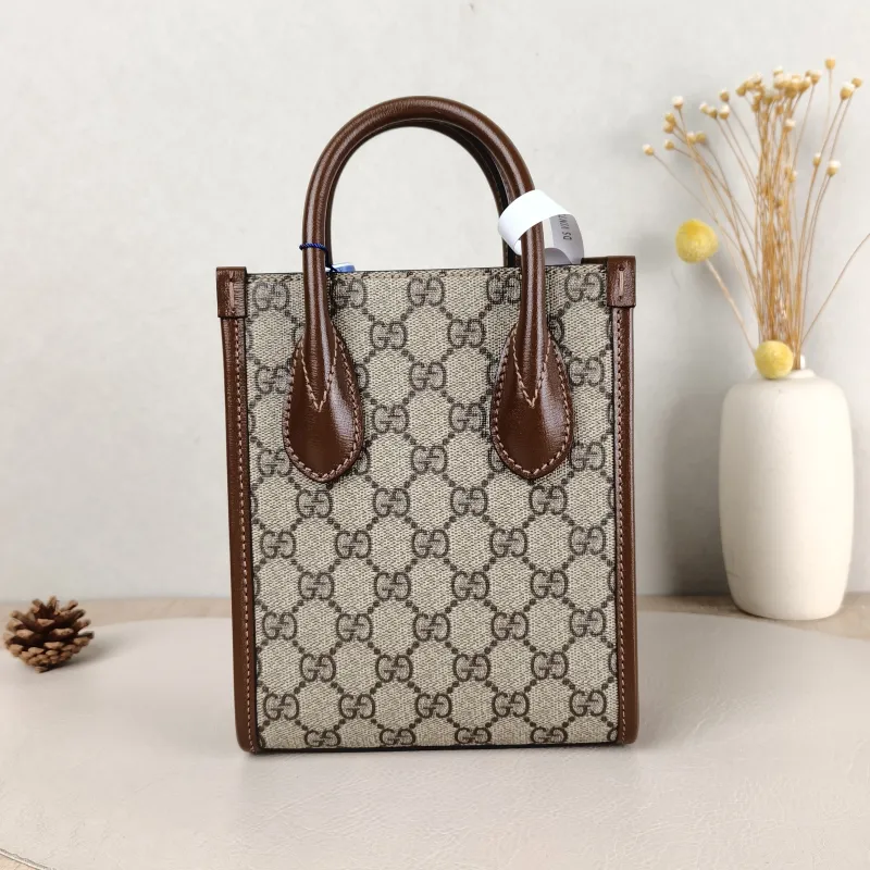 GUCCI Crossbody Bag GG Retro Collection Tote Bag Brown PVC Mini 16 × 7 × 20 cm — cover view 4 of 5