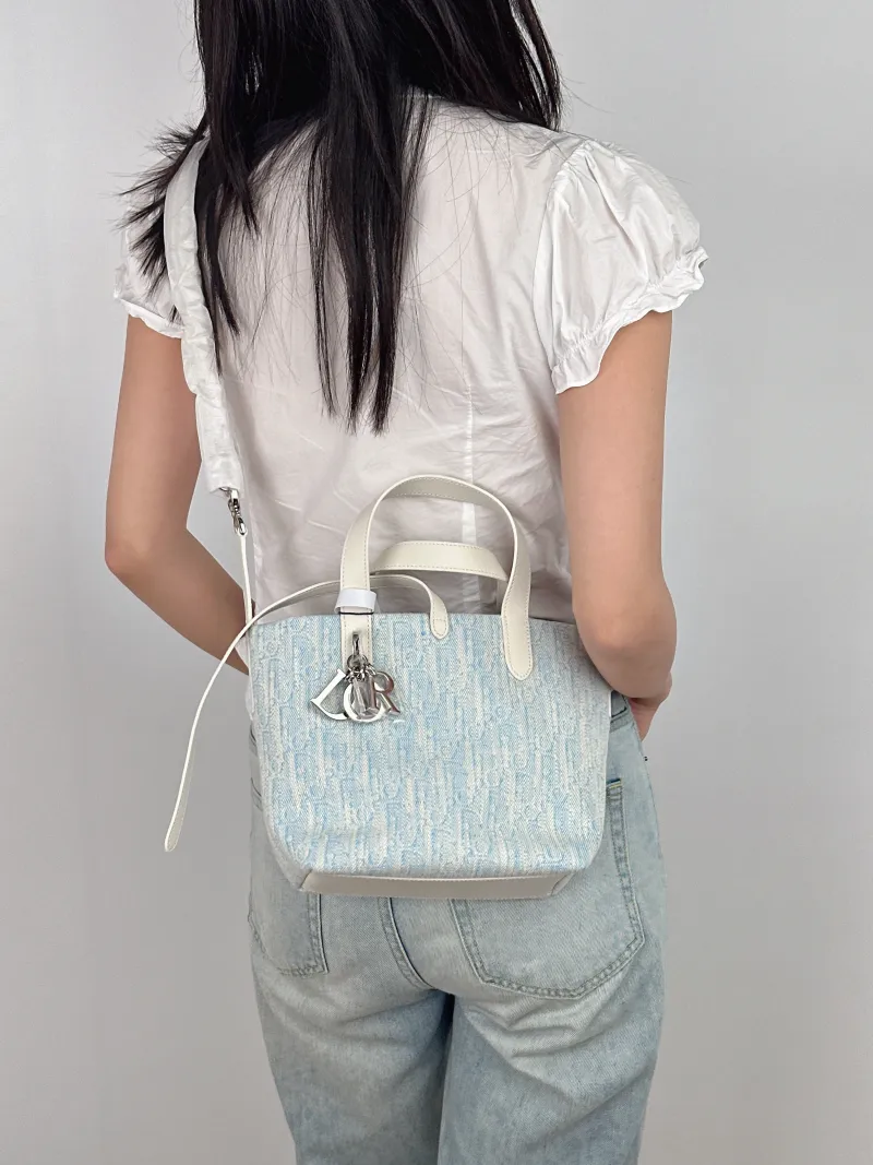 DIOR Top Handle Bag TOUJOURS Edition Canvas Small 18.5 × 12 × 18.5 cm — on-model view 3 of 3