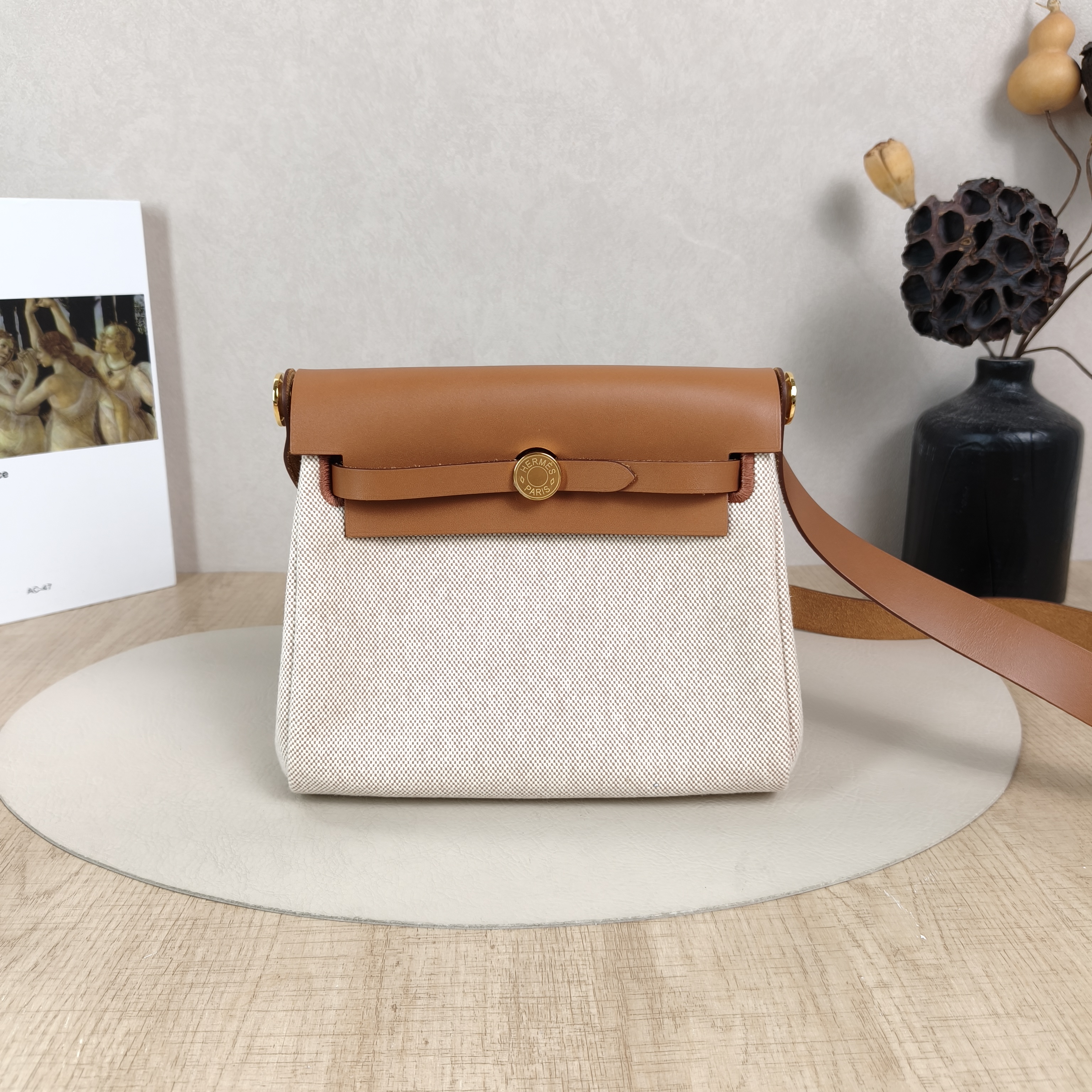 Hermès Shoulder Bag Herbag Zip 20Colorblock Canvas Canvas Berlinermini20 × 7 × 17 cm