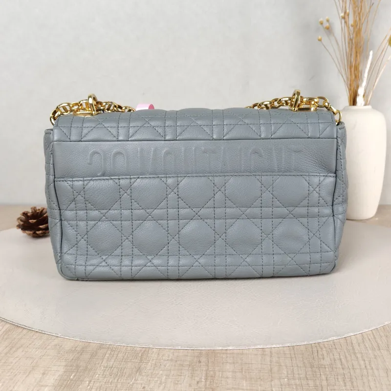 DIOR Crossbody Bag Caro Chain Bag Grey Calfskin Medium 25.5 × 9 × 15.5 cm — cover view 4 of 5