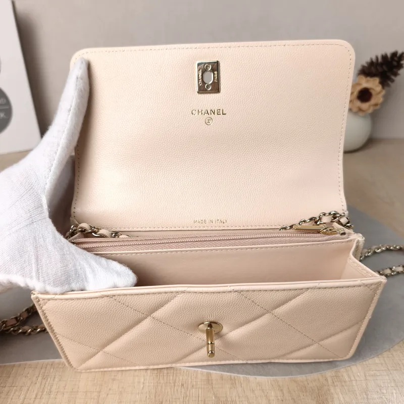 Chanel Crossbody Bag woc Pink Grained Calfskin One Size 19.2 × 3.5 × 12.3 cm — detail view 9 of 12