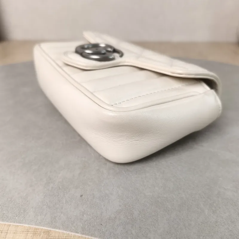 GUCCI Crossbody Bag GG Marmont Mini Marmont Mini White Calfskin Mini 16.5 × 4.5 × 9.5 cm — detail view 7 of 12