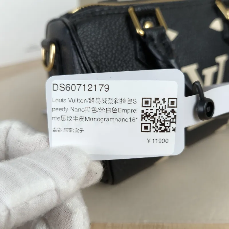 Louis Vuitton Crossbody Bag Speedy Nano Black · White Empreinte Embossed Calfskin Monogramnano16 × 7.5 × 10 cm — detail view 2 of 11
