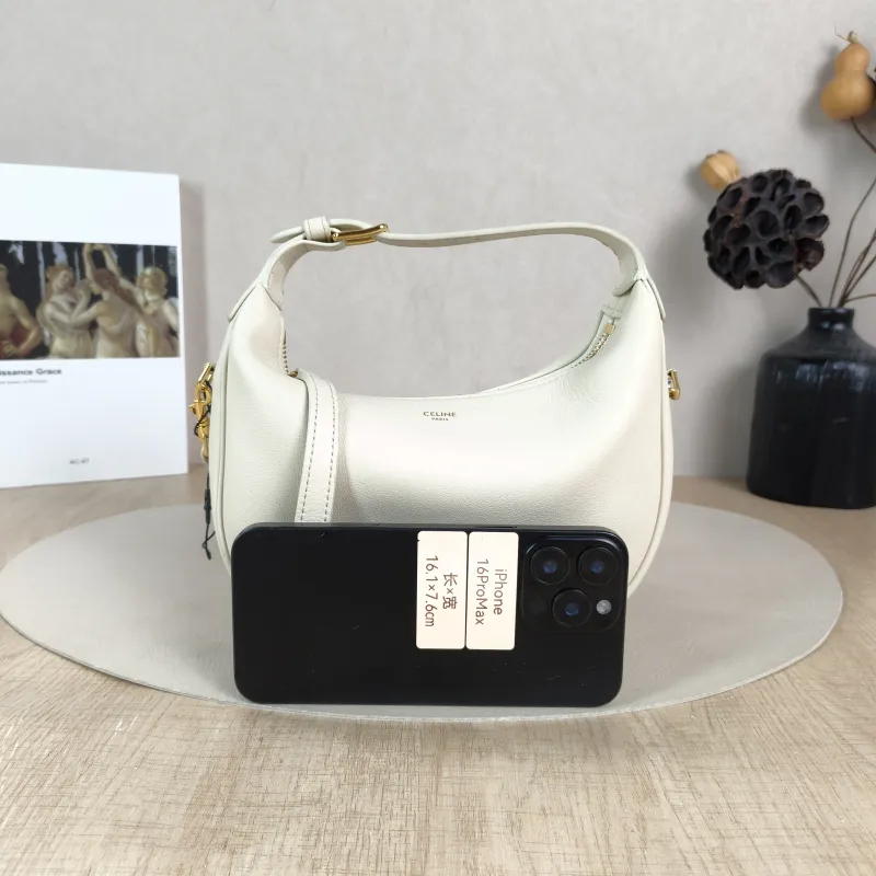 CELINE Crossbody Bag TEEN LULU hobo White Calfskin Small 21 × 5 × 18 cm — cover view 2 of 5