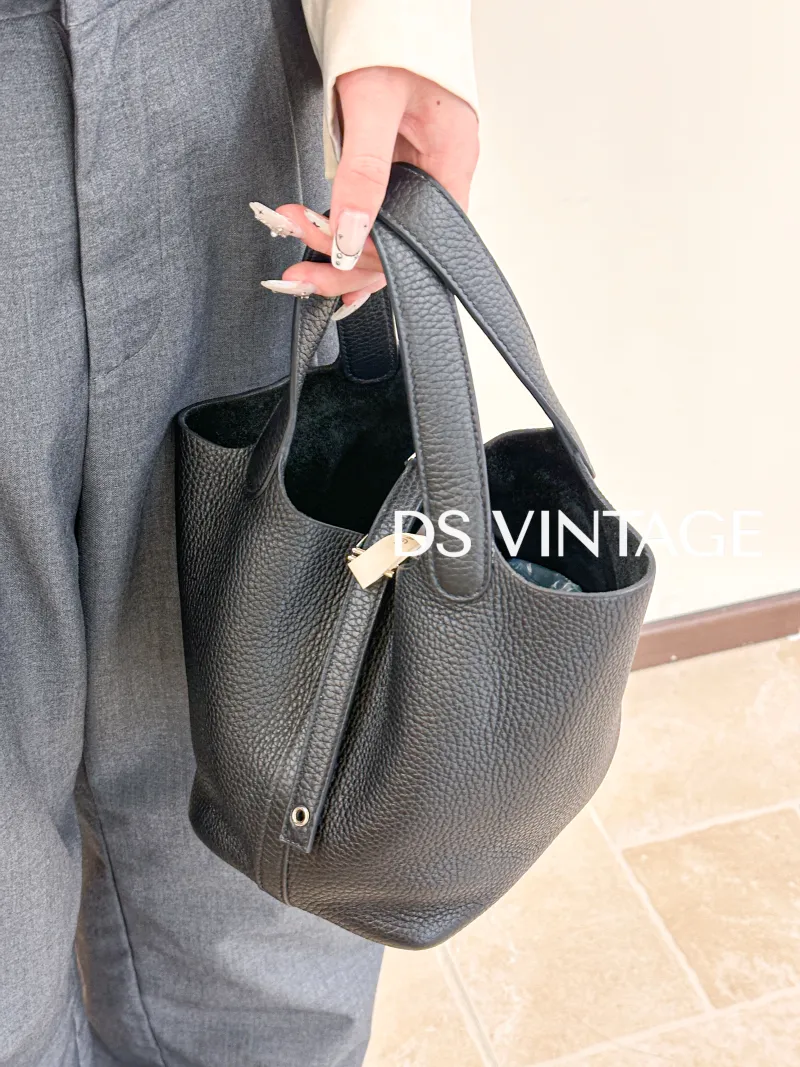 Hermès Top Handle Bag Picotin Lock 18 18Black Clemence Taurillon TC Calfskin Small18 × 13 × 19 cm — on-model view 3 of 3