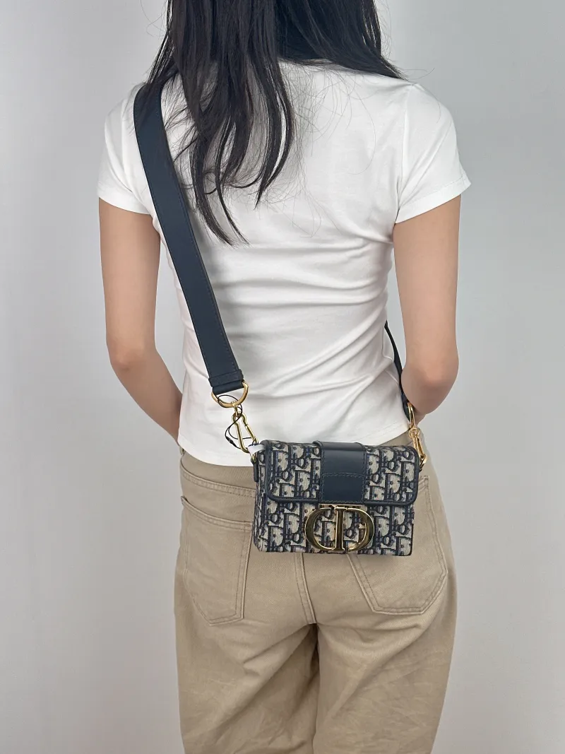 DIOR Crossbody Bag 30Montaigne 30 Box Box Blue Canvas Mini 17.5 × 5 × 11.5 cm — on-model view 2 of 2