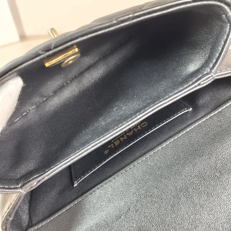 Chanel Crossbody Bag 24s Black Lambskin One Size 18 × 6 × 13 cm — detail view 10 of 13