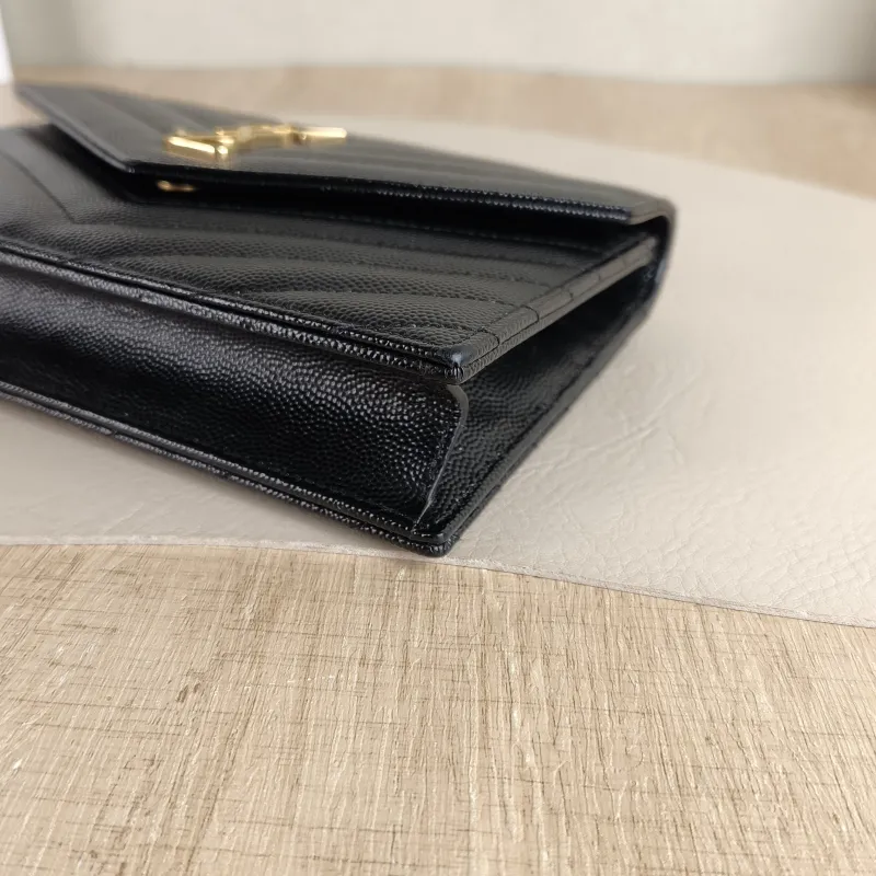SAINT LAURENT Crossbody Bag CASSANDRE ENVELOPE Black Calfskin One Size 19 × 3.5 × 12.5 cm — detail view 8 of 12