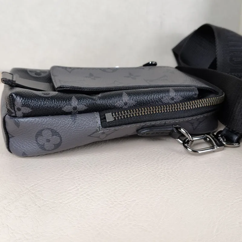 Louis Vuitton Crossbody Bag Double Phone Pouch Black Monogram PVC One Size 11 × 5 × 18 cm — detail view 7 of 10