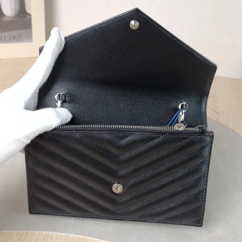 SAINT LAURENT Crossbody Bag CASSANDRE ENVELOPE Black Calfskin One Size 19 × 3.5 × 12.5 cm — detail view 8 of 11