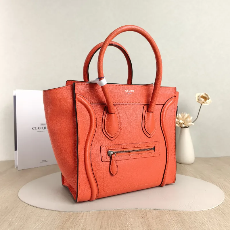 CELINE Top Handle Bag Luggage Micro Red Calfskin Medium26 × 13 × 27 cm — cover view 2 of 5