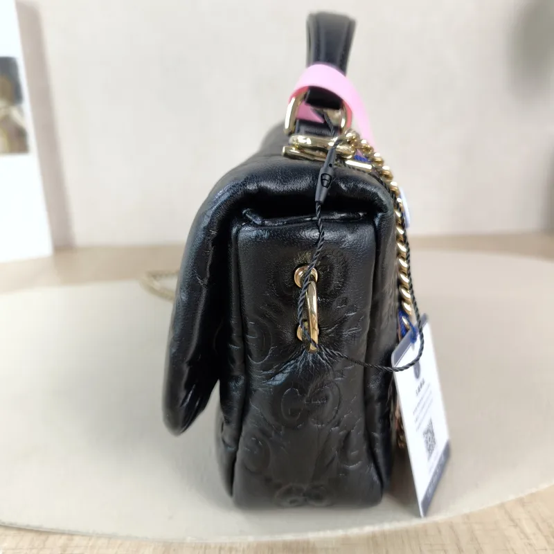 GUCCI Crossbody Bag GG Milano Collection Shoulder Bag Black Monogram SL ambskin 21.5 × 5 × 12.5 cm — detail view 2 of 12