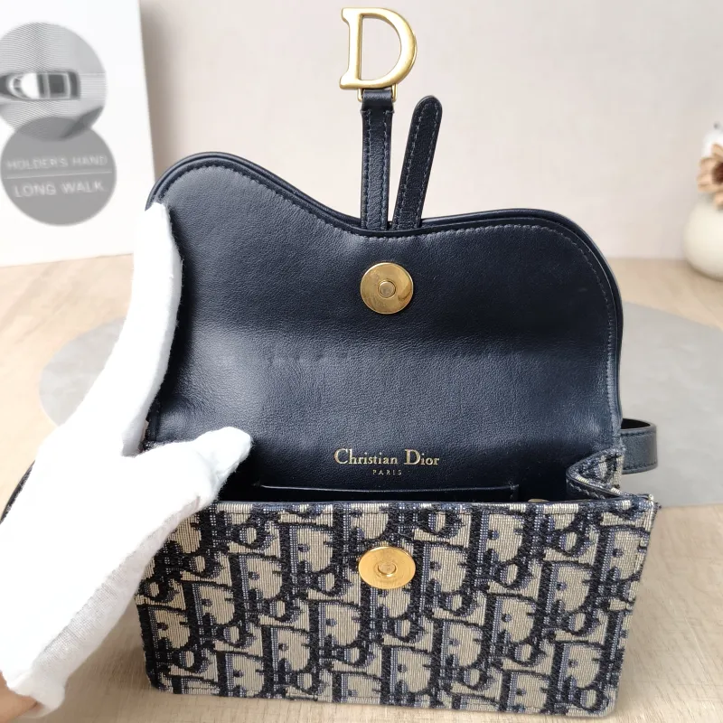 DIOR Belt Bag Saddle Belt Bag Blue Canvas One Size 17 × 3.5 × 10.5 cm — detail view 4 of 10