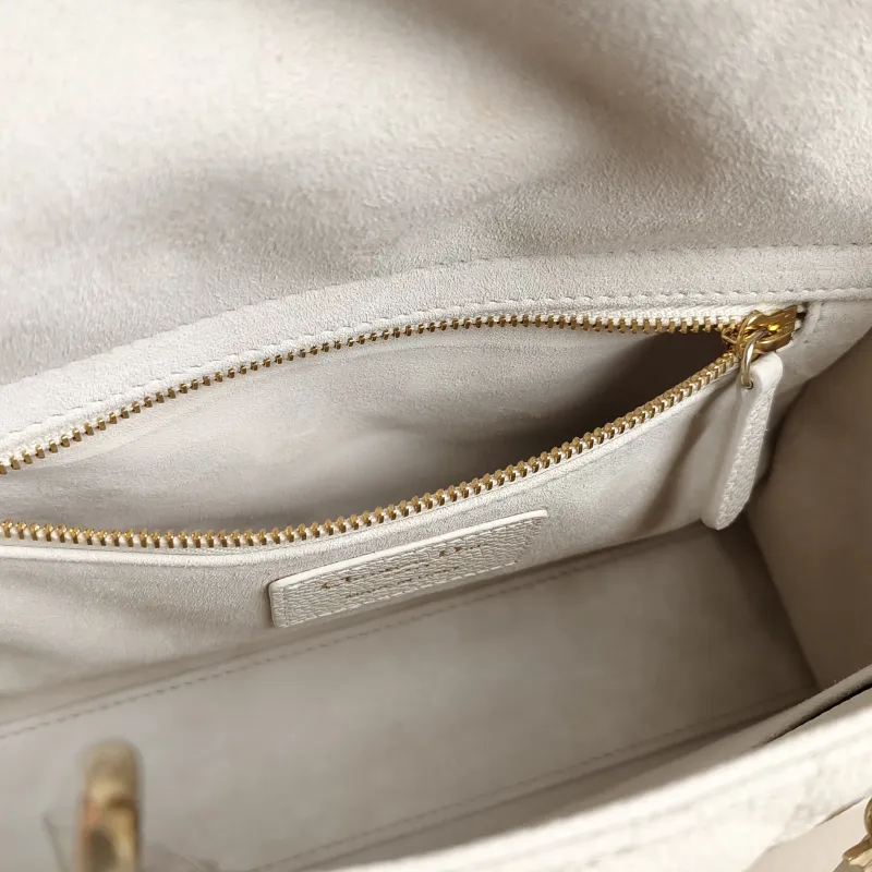 DIOR Top Handle Bag Lady Lady Dior Bag White Grained Calfskin Small20 × 8 × 18 cm — detail view 2 of 11