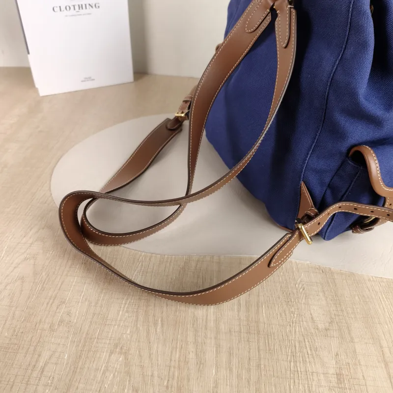 Miumiu Backpack Backpack Blue Canvas Large 25 × 12.5 × 29.5 cm — detail view 8 of 12