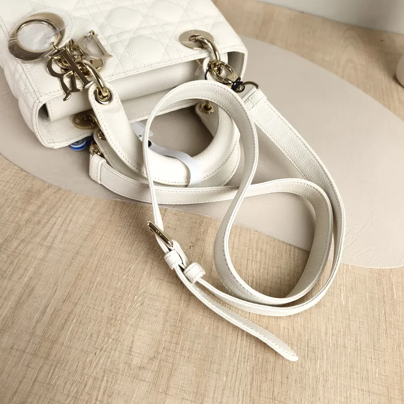 DIOR Top Handle Bag Lady Lady Dior Bag White Grained Calfskin Small20 × 8 × 18 cm — detail view 11 of 11