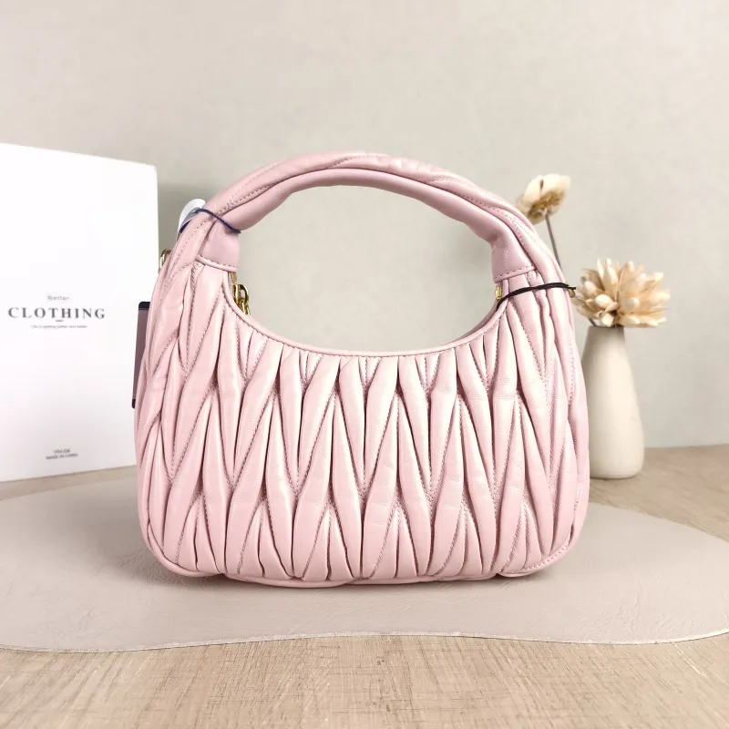 Miumiu Shoulder Bag Wander Matelassé Hobo Pink Lambskin Small 20 × 6 × 17 cm — cover view 2 of 6