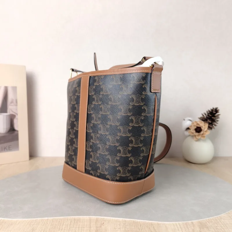 CELINE Crossbody Bag Triomphe Bucket Bag Monogram PVC Small 22 × 13 × 26 cm — cover view 5 of 6