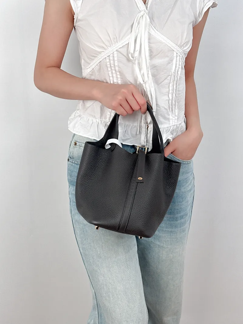 Hermès Top Handle Bag Picotin Lock 18 18Dark Grey Taurillon Clemence TC Calfskin Small18 × 13 × 18 cm — on-model view 2 of 2