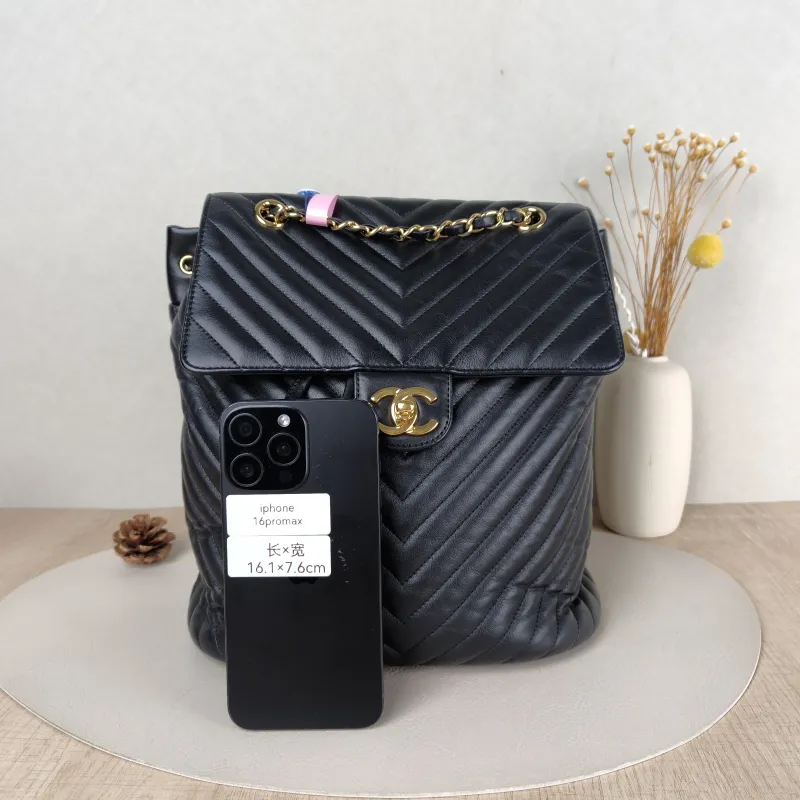 Chanel Backpack V Backpack Black with Gold-Tone Hardware Calfskin One Size24 × 13 × 27 cm — cover view 3 of 5