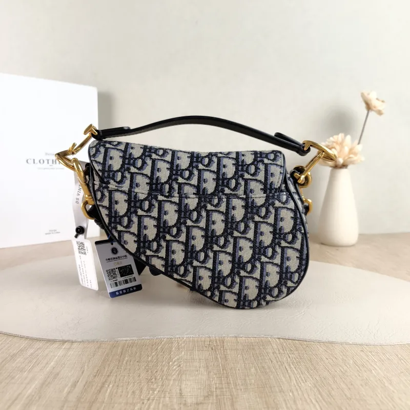 DIOR Top Handle Bag Saddle Blue Canvas Mini 19 × 6 × 15 cm — cover view 5 of 5