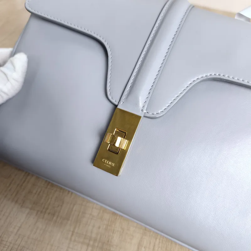 CELINE Crossbody Bag Soft 16Shoulder Bag Grey Calfskin Small23 × 9 × 15 cm — detail view 10 of 13