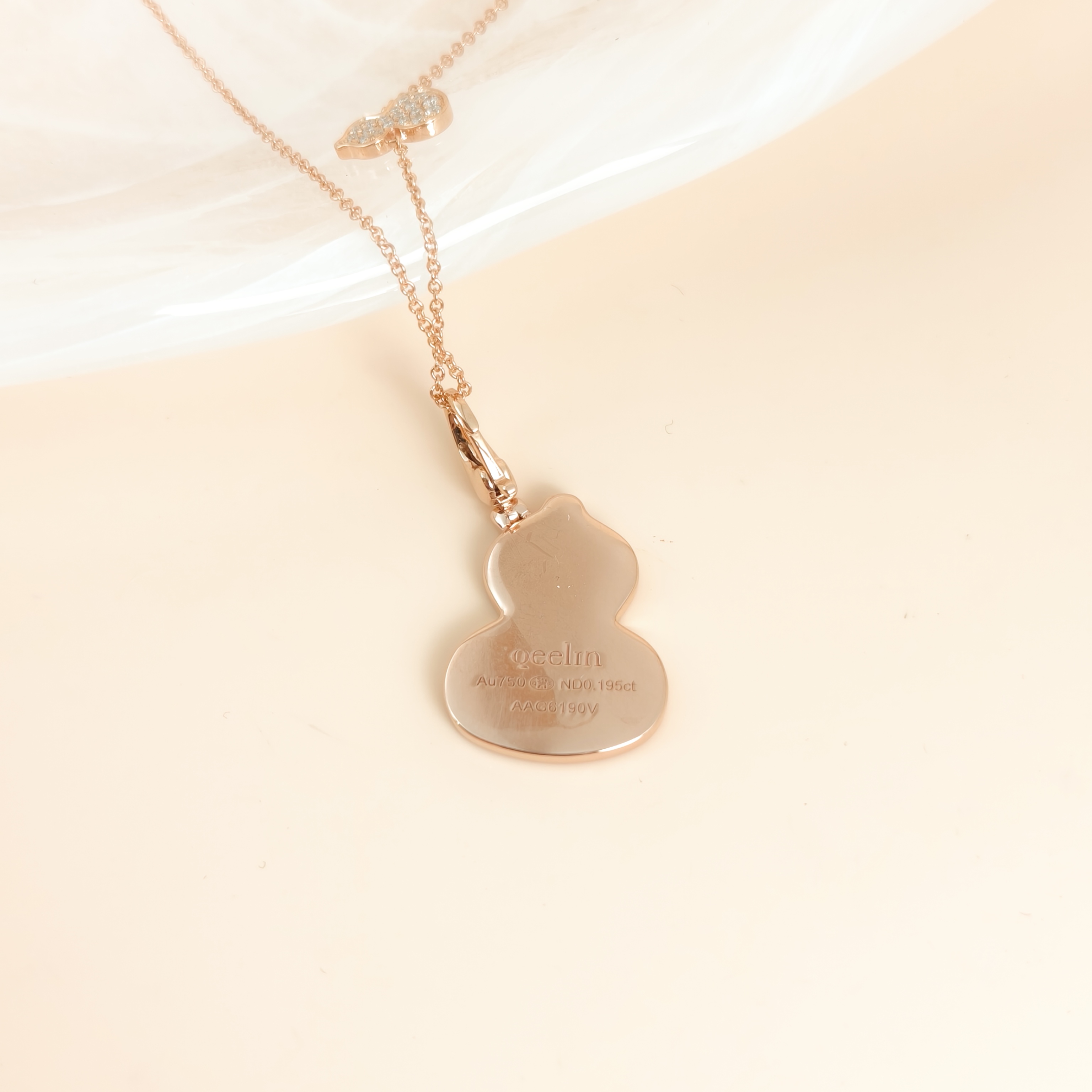 Qeelin Necklace Wulu Collection Necklace Red Agate Diamond18KR ose Gold Large41cm — cover view 8 of 10