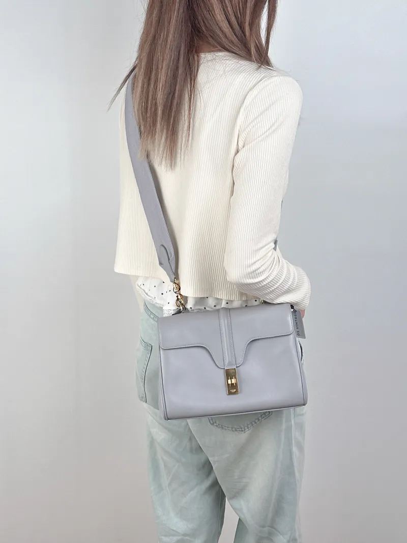 CELINE Crossbody Bag Soft 16Shoulder Bag Grey Calfskin Small23 × 9 × 15 cm — on-model view 2 of 2