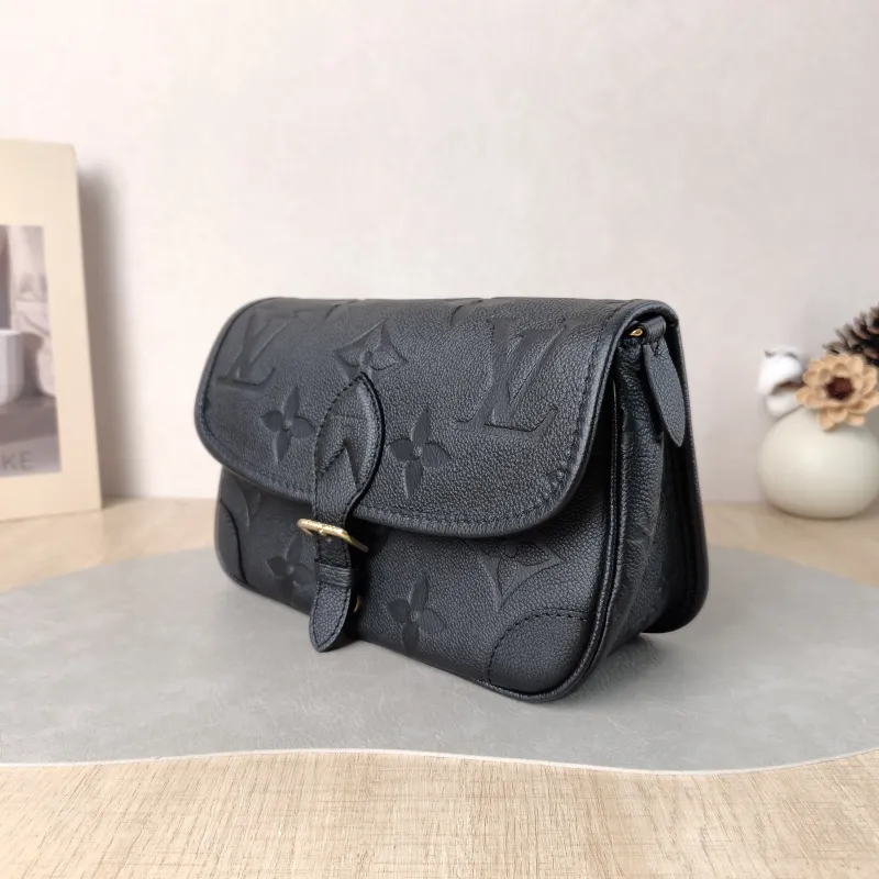 Louis Vuitton Crossbody Bag Diane Baguette Bag Black Monogram Empreinte Embossed Calfskin Small 24 × 9 × 15 cm — cover view 2 of 6