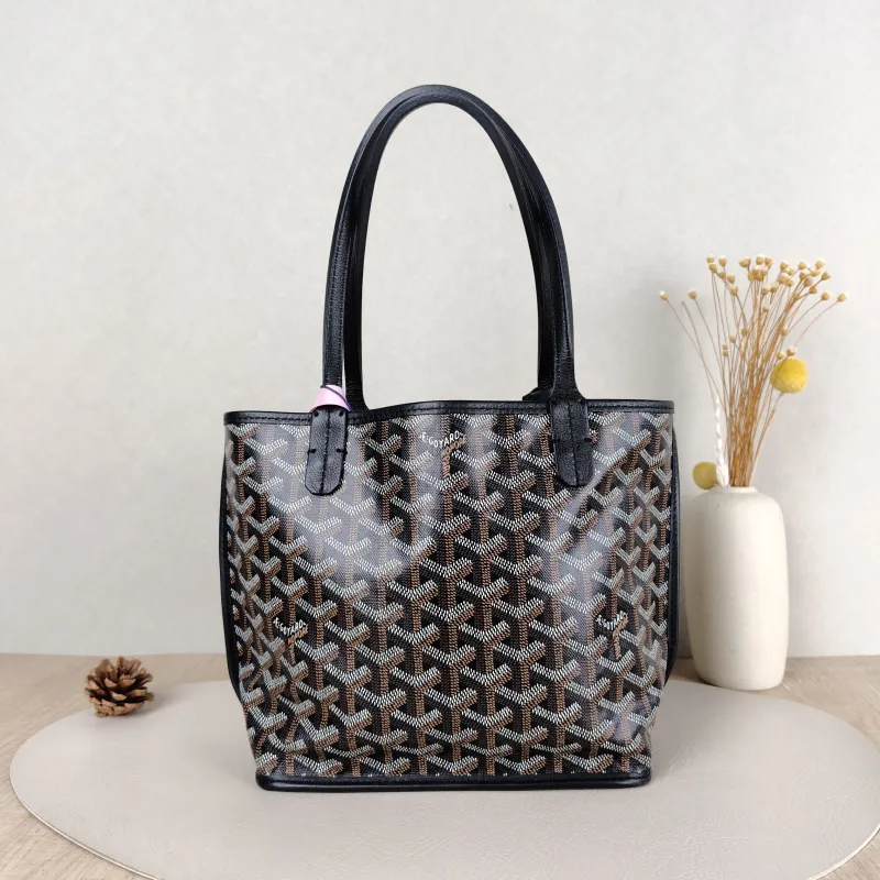GOYARD Top Handle Bag ANJOU Shopping Tote Black ine Canvasmini19.5 × 9 × 19.5 cm — cover view 5 of 5