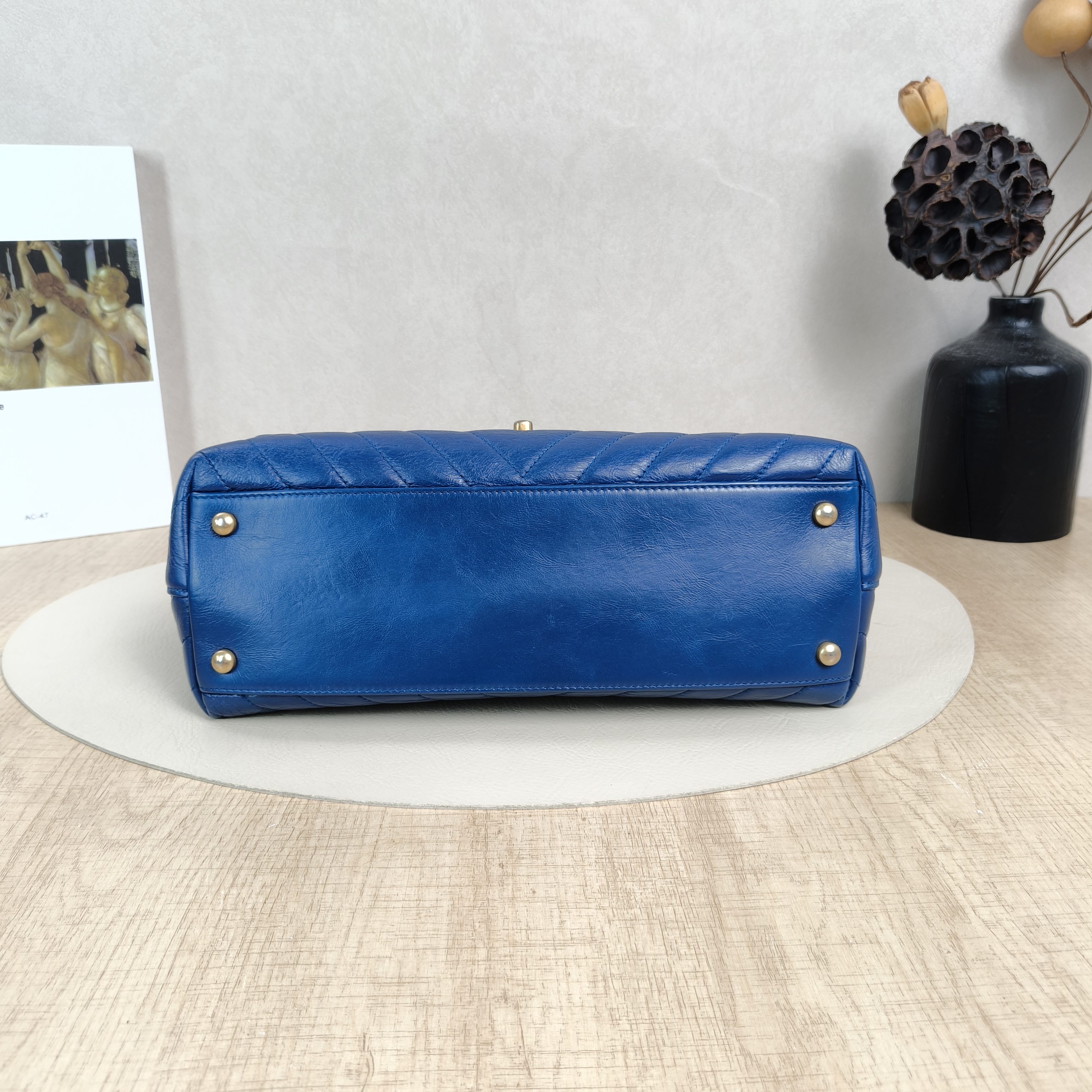 Chanel Top Handle Bag Coco Handle V Blue Waxed Leather Medium29 × 12 × 18 cm — cover view 5 of 6