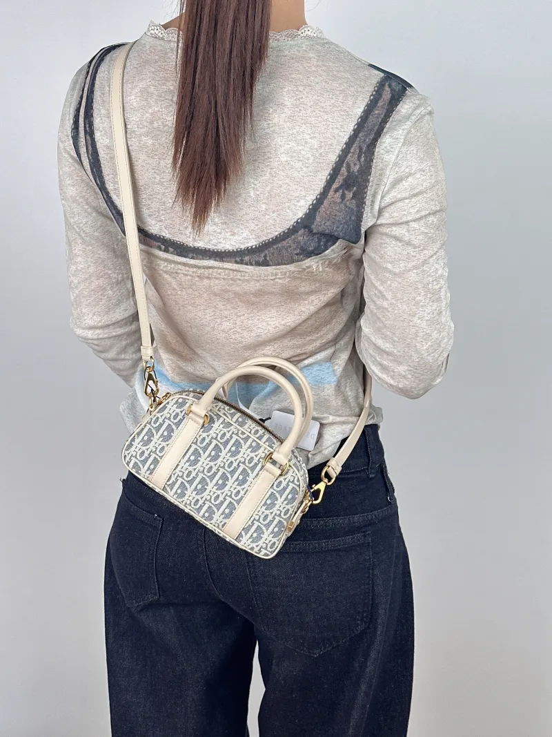 DIOR Top Handle Bag D-Vibe East-West Bowling Bag Blue mini20.5 × 7 × 12 cm — on-model view 1 of 2