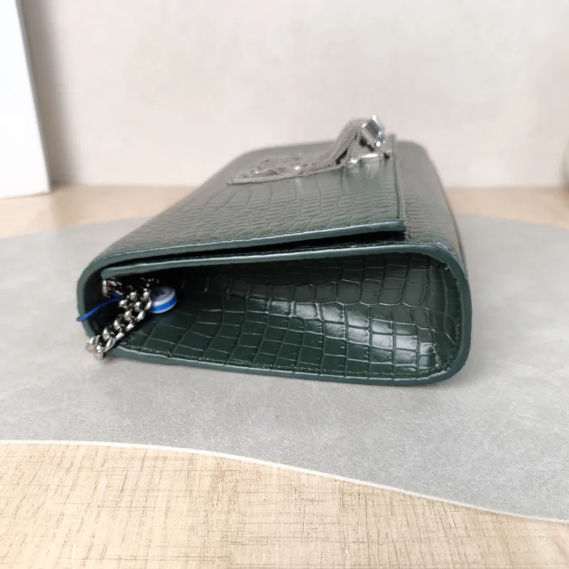 SAINT LAURENT Crossbody Bag KATE Edition Green Calfskin Medium 24 × 5.5 × 14.5 cm — detail view 12 of 12
