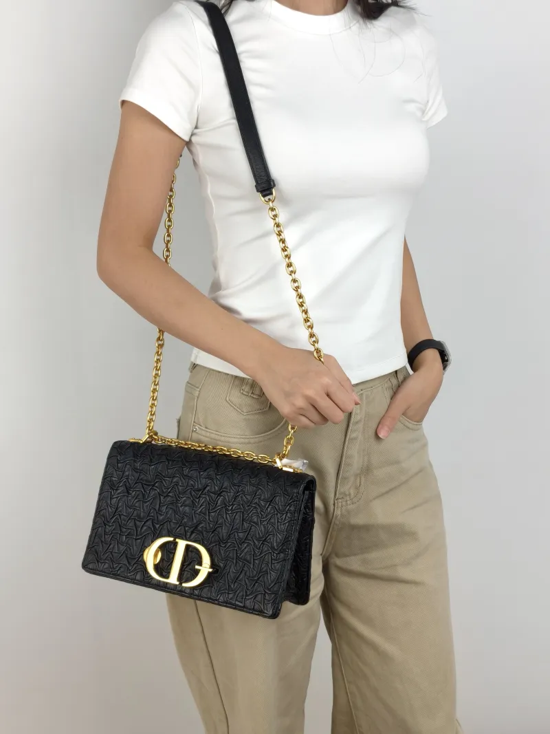DIOR Crossbody Bag 30Montaigne 30 Edition Black Lambskin Medium 25 × 8 × 16.5 cm — on-model view 1 of 3