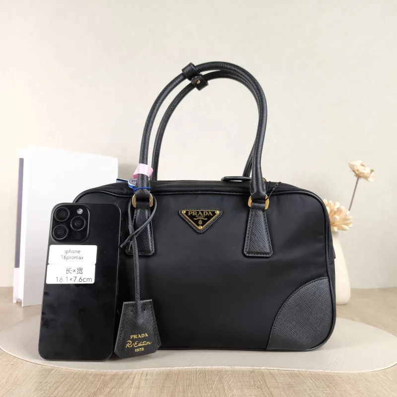 PRADA Top Handle Bag Black Nylon One Size 31 × 9 × 18 cm — cover view 3 of 5