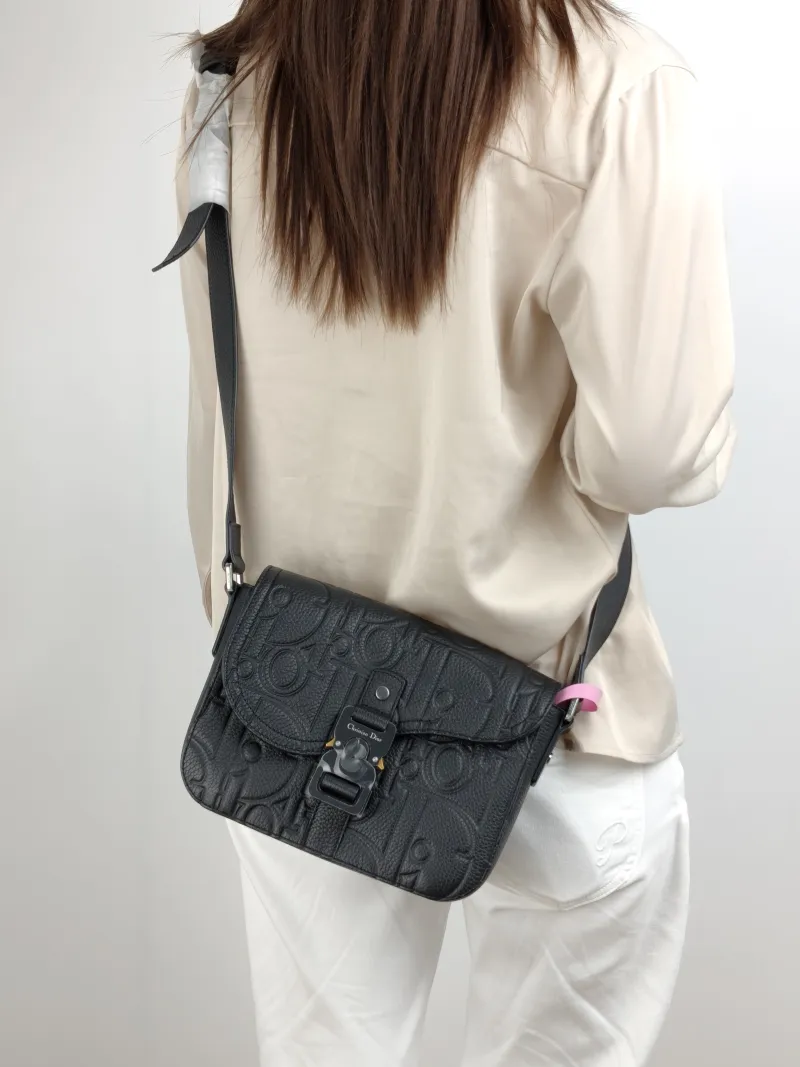 DIOR Crossbody Bag Black Calfskin Small 23 × 6 × 17.5 cm — on-model view 1 of 2