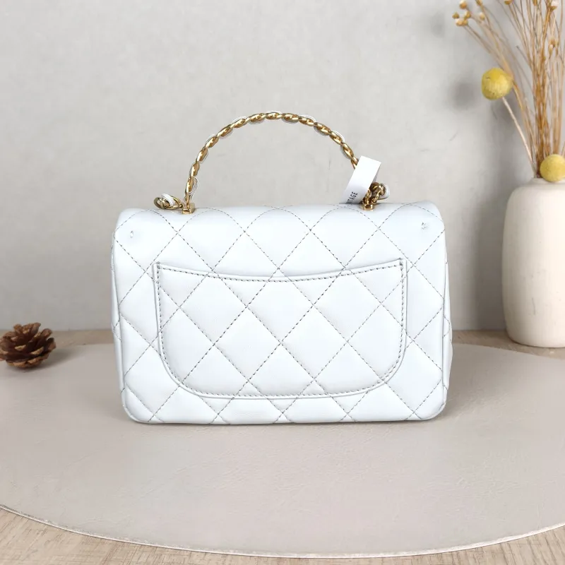 Chanel Crossbody Bag Woven Blue Lambskin One Size 20 × 5 × 13 cm — cover view 4 of 6