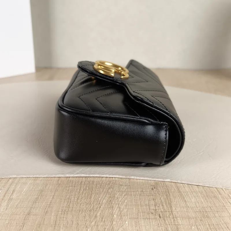 GUCCI Crossbody Bag GG Marmont Mini Marmont Mini Black Calfskin Mini 16.5 × 4.5 × 9.5 cm — detail view 4 of 8