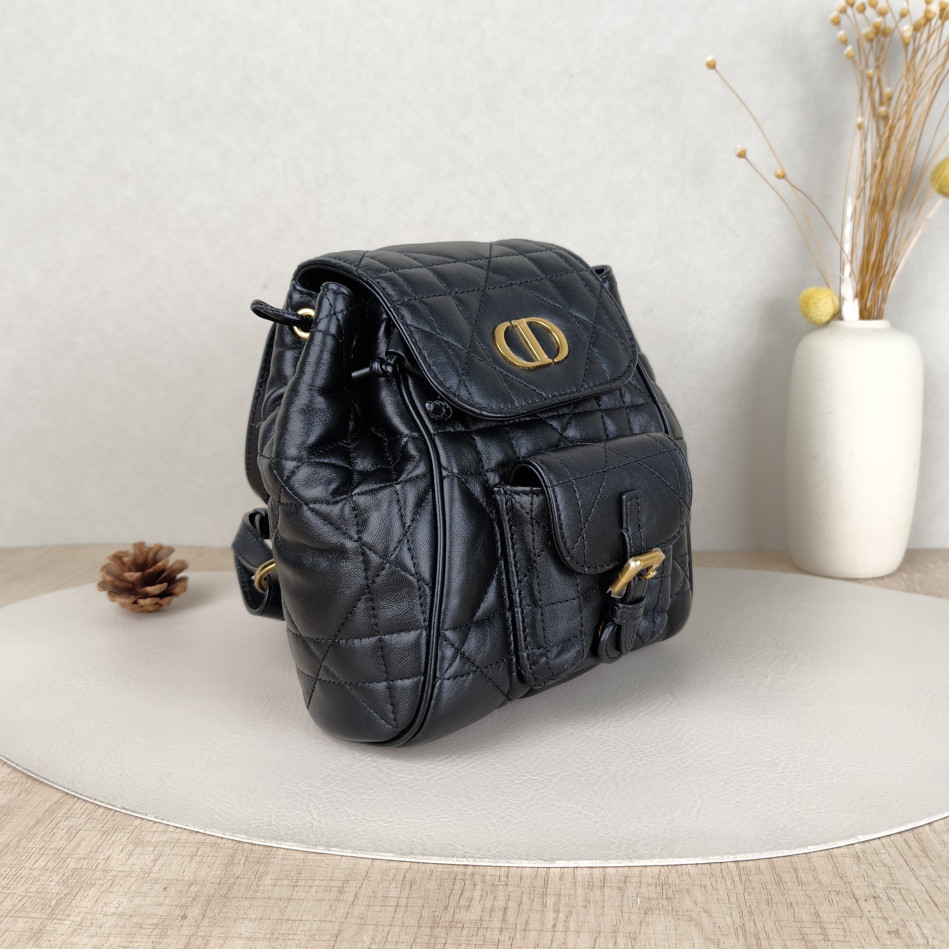 DIOR Backpack Caro Shoulder Bag Black SL ambskin Small18 × 8.5 × 18.5 cm — cover view 3 of 5