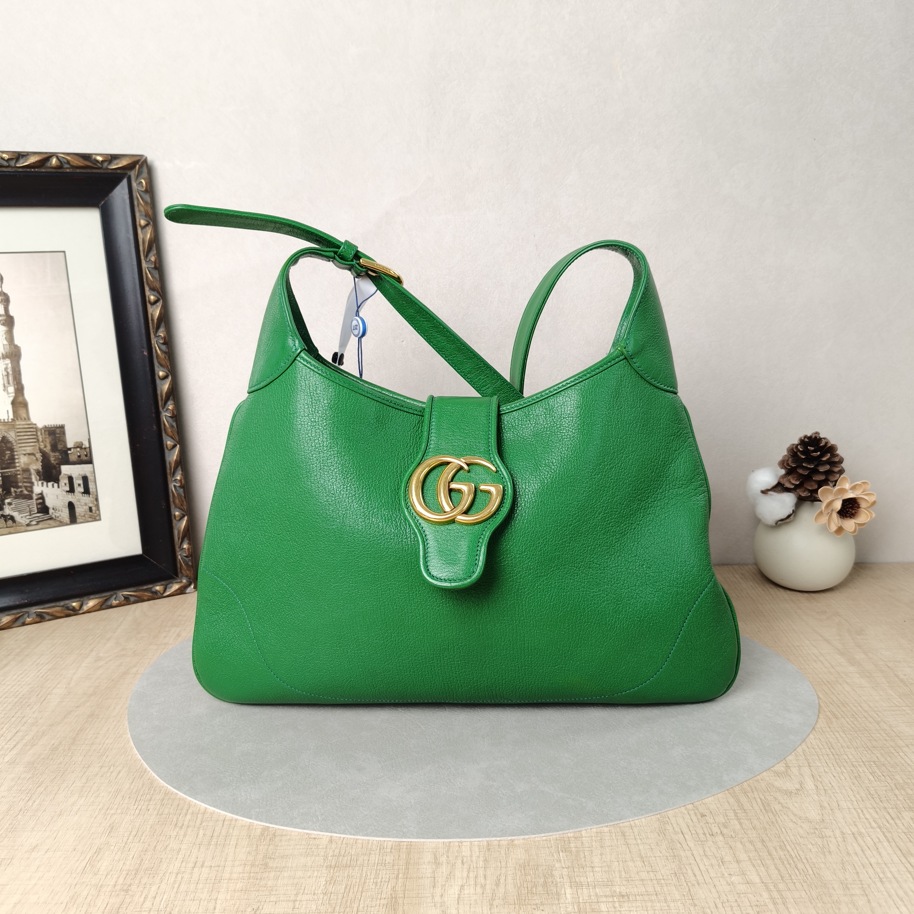 GUCCI Shoulder Bag Aphrodite Hobo Green Calfskin Medium39 × 2 × 38 cm