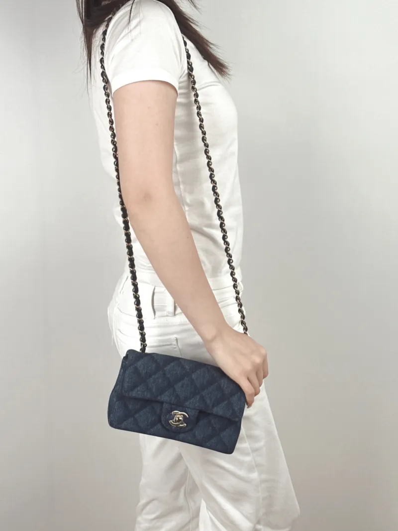Chanel Crossbody Bag Classic Flap Large Mini CF Mini Blue mini20 × 6 × 12 cm — on-model view 1 of 2