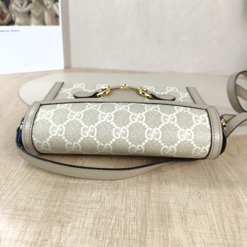 GUCCI Crossbody Bag Horsebit 1955Collection Mini Box Bag White Monogram PVC Mini 18 × 5 × 12 cm — detail view 4 of 11