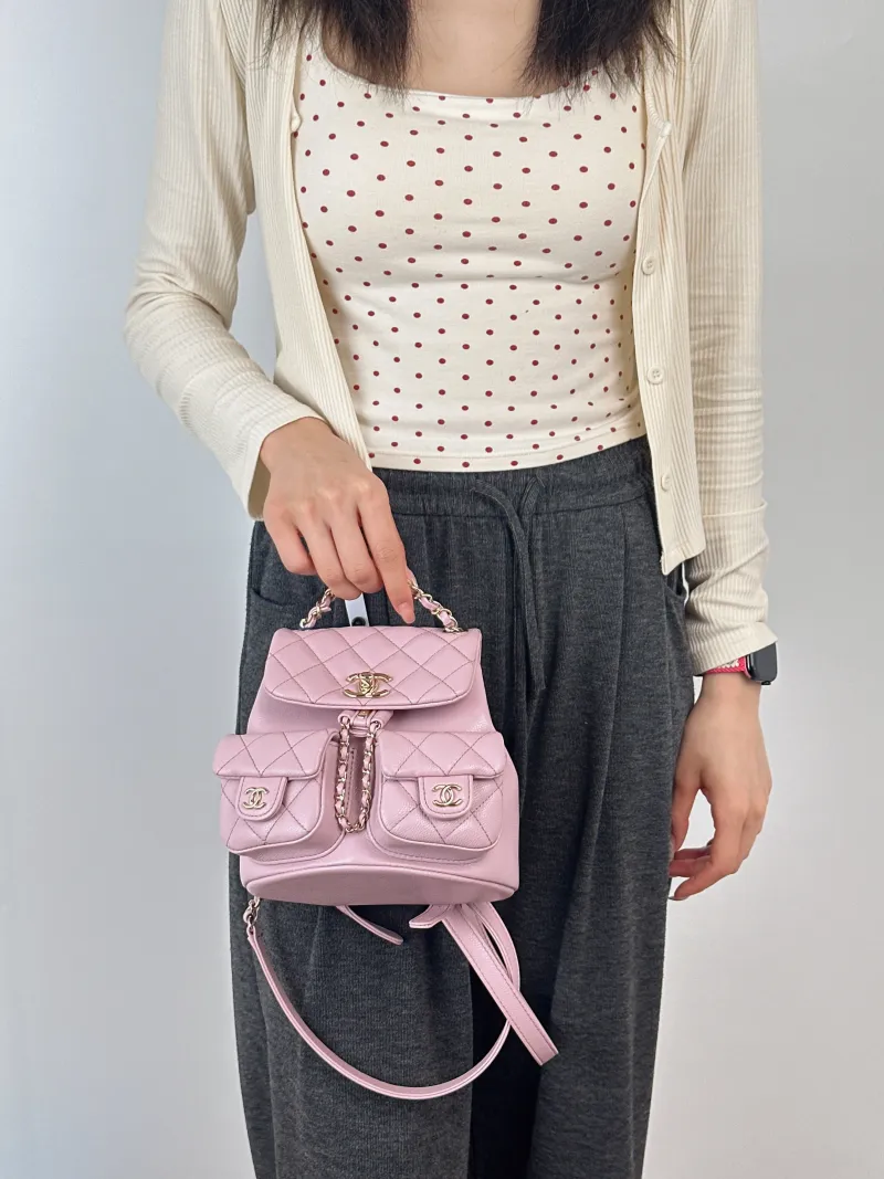 Chanel Backpack Duma Calfskin Small16.5 × 10 × 17.5 cm — on-model view 3 of 3