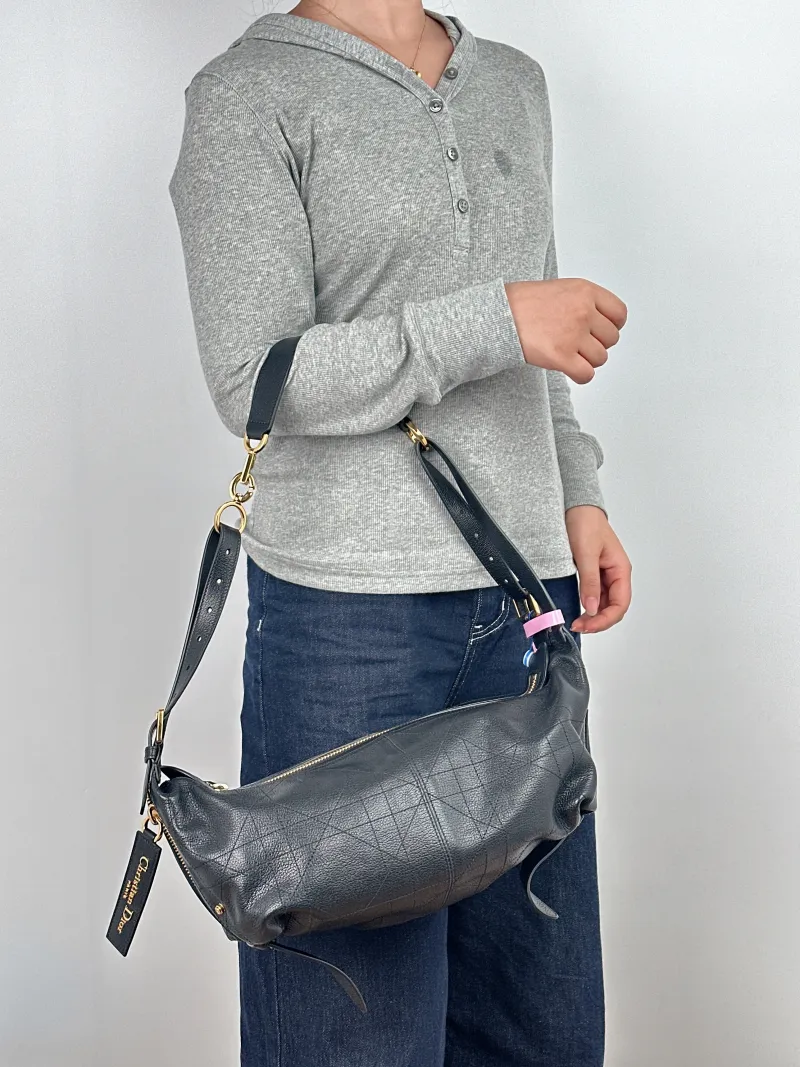 DIOR Shoulder Bag D-Journey Shoulder Bag Hobo Black Calfskin Medium 33 × 15 × 16 cm — on-model view 2 of 2