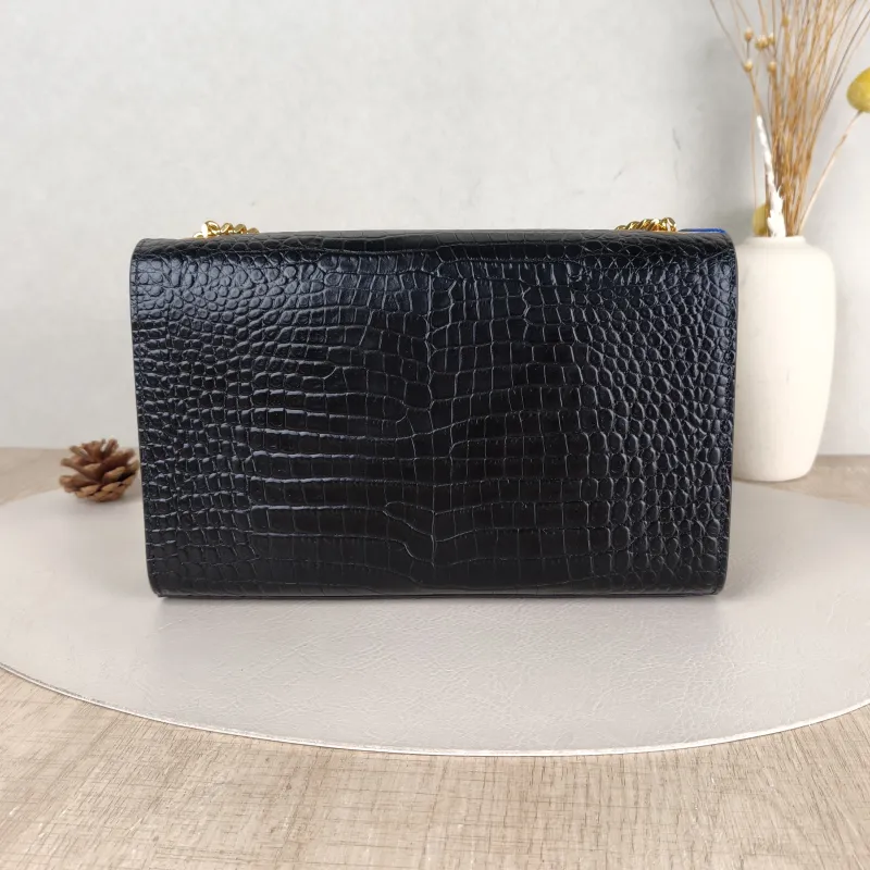 SAINT LAURENT Crossbody Bag KATE Edition Black Calfskin Medium 24 × 5.5 × 14.5 cm — cover view 2 of 5